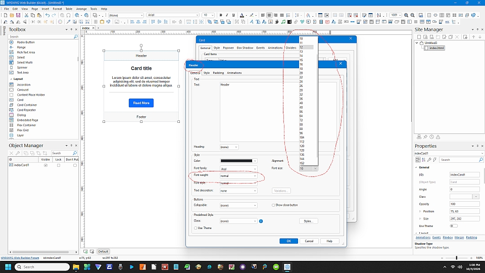 Showing how we can change fonts and font sizes