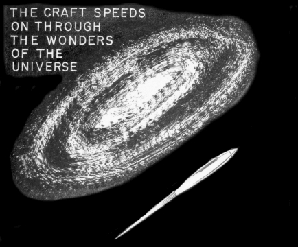 The craft speeds on through the wonders of the universe