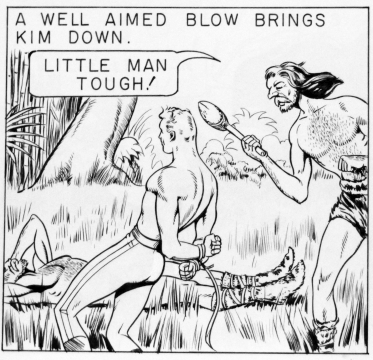 A well aimed blow brings Kim down.  Little man tough!