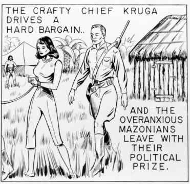 The crafty chief Kruga drive a hard bargan... and the overanxious Mazonians leave with their political prize.
