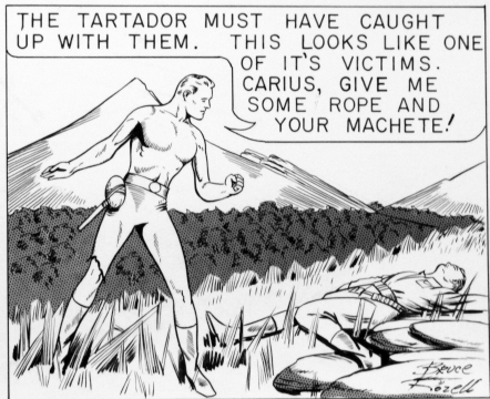 The Tartador must have caught up with them. This looks like one of it's victims.  Carius, give me some rope and your machte!