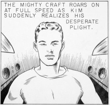 The mighty craft roars on at full speed as Kim suddenly realizes his desperate plight