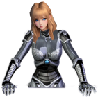 Picture of robot girl standing next to under construction sign
